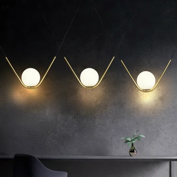Kūrybos LED Sieniniai šviestuvai Stiklo Kamuolys Valgomasis Naktiniai Viešbutis Apšvietimo Kabantys Šviestuvai Juodojo Aukso Geležies Kūno G9 priedai veltiniams, vilna Lempa