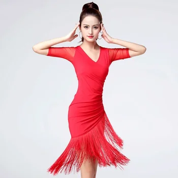 Lady lotynų Šokių Suknelė Salsa V-kaklo, Tango, Sportinių Kostiumų Kutas Rumba 904-B119 111680