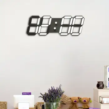 LED 3D Skaitmeninio Sieninis Laikrodis su Nuotolinio Valdymo Didelis Modernus naktinė lempa Signalizacija Sienos Žiūrėti Namų Kambarį Juoda Korpuso ES Plug