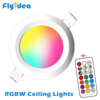 LED Downlight 7W Apvalus Įleidžiamas led spot Lempos RGB Balta dėmė šviesos AC 110V, 220V, 230V Lubų Downlight Šviesos + Nuotolinio Valdymo pultas