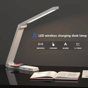 LED Smart Belaidžio Įkrovimo Stalo Lempos, Sulankstomas Trikampis Skaitymo Šviesos Multi-funkcija Akių Apsaugos Verslo Stalo Lempa 99843