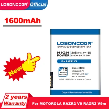 LOSONCOER 1600mAh BX50 Baterija Motorola U8 V10 PEBL2 U9 RAZR2 V8 RAZR2 V9 V9m ZINE ZN5 Baterija