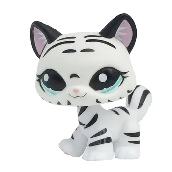 LPS KATĖ Retų gyvūnėlių parduotuvė mielas žaislai stovi juoda & balta dryžuotas katinas tigras katytė mėlynos akys, kolekcines, dovanos kolekcija mergaitėms