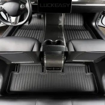 LUCKEASY Floot kilimėliai ir atgal kamieno kilimėliai Tesla Model 3 2017-2021 Visi-Oro, vandens ir Praktiški pėdos padas model3