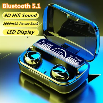 M10 TWS Bluetooth 5.1 In-Ear 9D Mini Touch Sporto Binaural Ausines Telefonai