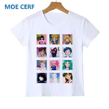 Mada Vaikams, Vaikų Cool T-shirt Sailor Moon Marškinėliai Cute Kačių Animacinių filmų Top Tees Mergaičių Drabužius Y28-1 172793