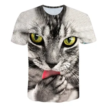 Mados Naujų Cool T-shirt Vyrai/Moterys 3d Marškinėlius Spausdinti dvi katės trumpomis Rankovėmis Vasaros Viršūnes Tees T shirt Vyrai M-5XL