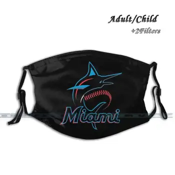 Marlins - Majamis Daugkartinio Naudojimo Veido Kaukė, Reguliuojamas Skalbti Keičiamų Mados Fase Kaukės Logotipas 721