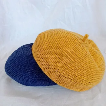 MAXSITI U Naujas stilius Beretė grynos spalvos megztas vilnos moterų skrybėlių mados rudens ir žiemos skrybėlę