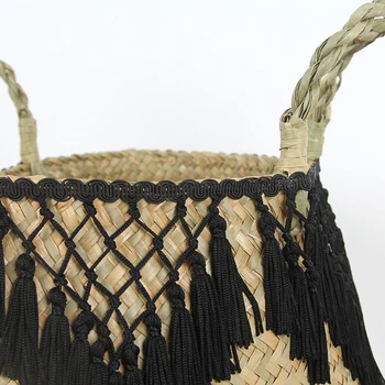 Medvilniniai Daugiafunkcinis rankinėje vytelių krepšelį Seagrass Skalbinių Krepšį, Gamtos Rotango Gėlių Krepšelis Vaza Sodinamoji Darželio Puodą 4854