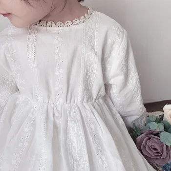 Merginos'dresses Vaikų ilgomis Rankovėmis Mergaitėms'princess Rudens Suknelės Vaikams Dizaineris Šalis Suknelės kūdikių Mergaičių Balta Suknelė