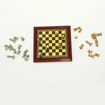 Mielas 1:12 Miniatiūriniai Lėlių Šachmatų Modeliavimas Mini Tarptautinės Šachmatų Rinkinys Lėlių Namelio Baldai, Namų Dekoro 6514