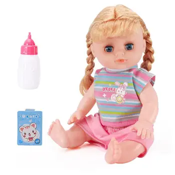 Mielas 32.5*16cm Minkštas Kūno Baby Doll užmerktos Akys Geriamojo Vandens Kalbėti LĖLĖS Nušvitimą Anksti Švietimo Dėlionė