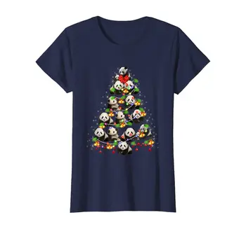 Mielas Panda Kalėdų Eglutė Dovanų Puošimas Kalėdų Medžio T-Shirt Naujas Vasaros Cool Moterų Tee 
