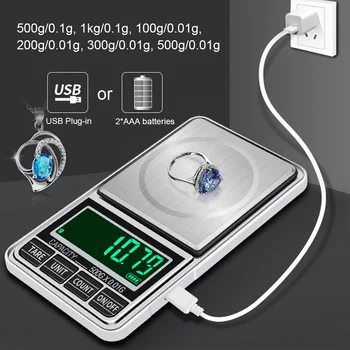 Mini Papuošalai Masto USB Įkrovimo Kišenėje Skaitmeninės Svarstyklės 100g/200g/300g/500g/1 kg nuo 0,01 g Tikslumo Elektroninės Balansas Svoris Masto 187000
