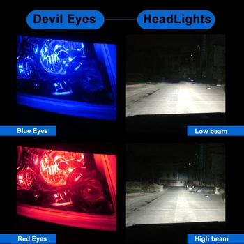 Mini Projektoriaus Objektyvas Velnias Angel Eyes SPT Žetonų H7 LED Automobilių Žibintai, 9005 HB3 9006 HB4 LED H8, H11 Priešrūkinis Žibintas Motociklo 6500K 12V 24V