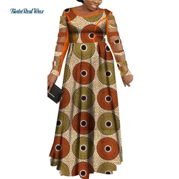 Moterų Suknelė Afrikos Spausdinti Suknelės Moterims Ilgi Tuščiaviduriai Rankovės Mermaid Dress Šalis Suknelė Vestido heidi bazin Afrikos Drabužių WY7565 151864