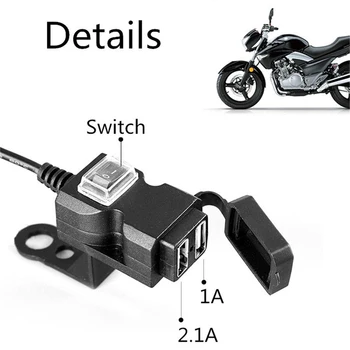 Motociklas Motociklo Rankenos Dual USB Lizdas, Splitter Įkroviklio Maitinimo Adapteris Jungtis Automatinio Smart Rankenos Įkroviklio Lizdas 22808
