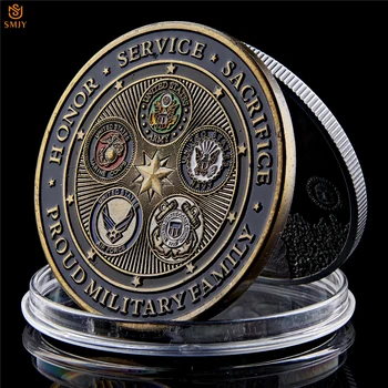 MUS Didžiuotis Karinių Šeima Penkerius Armija Tarnauja Visame Pasaulyje, Su Pasididžiavimu JAV Ginkluotųjų Pajėgų Erelis Metalo Iššūkis Kolekcines Monetos 132562