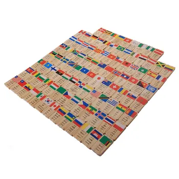 MWZ 100 vienetų Naujų Daugiakalbių Nacionalinės Vėliavos Domino mediniai žaislai pasaulio supratimą domino ankstyvojo ugdymo pažinimo t 95860