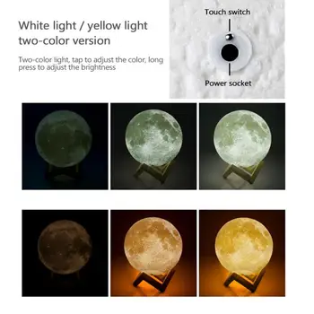 Mėnulis Žibintas 3D Spausdinimo Naktį Šviesos Įkraunamą Jutiklinį Dviejų spalvų Nuotolinio Valdymo 16 Spalvų LED Mėnulio Šviesos Dovana Miegamojo Puošmena Dovana 10482