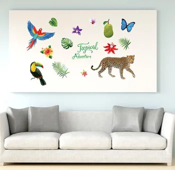Namų Apdaila, Sienų Lipdukai Tropinių džiunglių gėlės ir paukščiai serija sienų lipdukai vaikams kambariai 