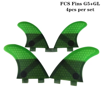 Naršyti Pelekai 2019 Naujas FCS G5+GL vienam rinkinys, 4 Spalvų Korio Upsurf logotipą, Burlenčių FCS Quad fin rinkiniai 85336