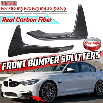 Naujas 2x Nekilnojamojo Anglies Pluošto F80 F82 Automobilio Bamperio Splitter Lūpų Spoileris, Difuzorius Raštas BMW F80 M3 F82 F83 M4-2019