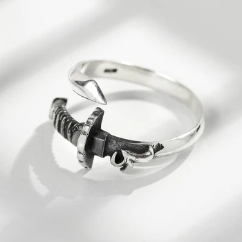 Naujas 925 sterlingas sidabro šviesą Tailando sidabro žiedas originalaus dizaino asmenybės samurajus kardas Tailando sidabro žiedas vyrams