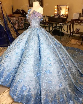 Naujas Atvykimo Sky Blue Princess Quinceanera Suknelės 2021 Prabangių Sužadėtuvių Saldus 15 16 Suknelė Kamuolys Suknelė Prom Chalatai Nuotakos Boutique 23789
