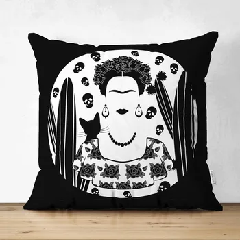 Naujas Mados Frida Kahlo Pagalvėlė Padengti Užvalkalas Sofos, Sofos, Kėdės, Poilsio Peachskin Geometrinis Pagalvės Užvalkalą Dekoratyvinis Gyvenimo Mesti
