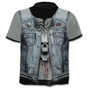 Naujas Mens Kaukolė T marškinėliai Prekės punk stiliaus piršto kaukolė 3Dt - marškinėliai Vyrams, Stalviršiai, Hip-hop 3d spausdinimo kaukolė punisher T-shirt dropshipping 1049
