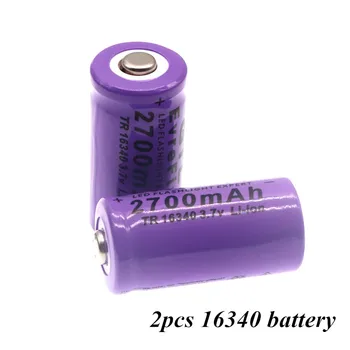 Naujas originalus 16340 CR123A Baterijos 16340 Baterija 2700mAh 3.7 V, Li-ion Įkraunama Baterija+16340Charger 8616