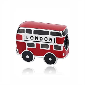 Naujas Originalus 925 Sterlingas Sidabro Karoliukai Raudona Londono Autobusų Žavesio Tinka Pandora Apyrankės Moterims 