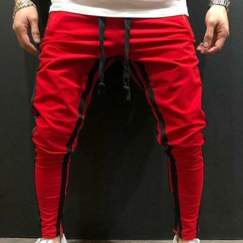 Naujas Vyrų Streetwear Pusėje Dryžuotas Ilgas Sweatpants Sporto Salė Slim Fitneso Sporto Haremo Kelnės Hip-Hop Track Pants Vyriškos Plius Dydžio Kelnes