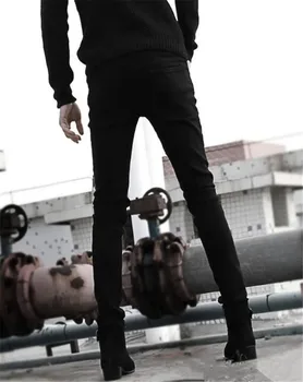 Nauji Aukštos streetwear hip-hop vyrų kelnės juoda paprasta ruduo ilgas užtrauktukas mados asmenybės vyrų Liesas Punk klasikinės kelnės 31293