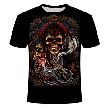 Nauji vyriški Kaukolė T-shirt Prekės Punk Stiliaus Piršto Kaukolė 3D marškinėliai vyriški Viršūnes Hip-Hop 3D Atspausdintas Kaukolė Punisher T-shirt 484