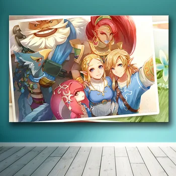Neįrėminti Žaidimo Plakatą, Dekoruoti Tapyba Legend of Zelda: Breath of the Wild HD Drobės drobės tapybos meno plakatas 4135