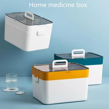 Nešiojamų Vaistinėlėje Medicina Dėžės, 2 Sluoksnių, Didelės Talpos Medicinos Talpinimo Pirmosios Pagalbos Medicinos Lauke Šeimos Vaistų Dėžutę