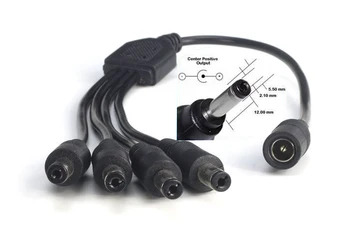 Nuolatinės SROVĖS Skirstytuvo 4 Būdas Power Splitter Cable 1-Vyras, 2-Dual Moterų Smegenų VAIZDO Kamera 5.5 mm / 2.1 mm 35594