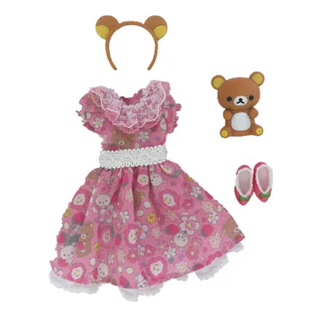 Originalus Licca lėlės priedai suknelė bear ekrano užsklandą braškių batai licca lėlės 1/6 lėlės suknelė 169701