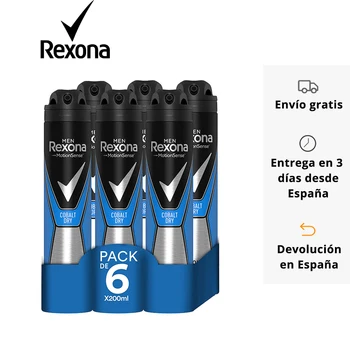Paquete 6X200ml iš Viso 1200ml Rexona Desodorante Antitranspirante Kobalto Sausas