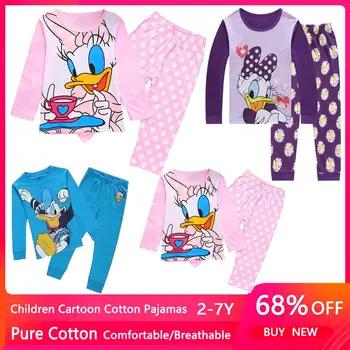 Pavasarį, Rudenį Daisy Duck Vaikų, Mergaičių, Kūdikių Drabužiai Grynos Medvilnės Pižama Ilgas Rankovėmis Cartoon Vaikų Sleepwear 72046