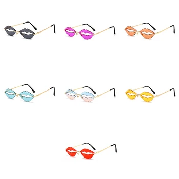 Peekaboo raudona lūpų formą mados vintage akiniai nuo saulės moterims aukso mėlyna moterų saulės akiniai taškus ponios 2021 šalis dekoro oranžinė