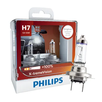 Philips H7 12V 55W PX26d X-treme Vision Automobilių Žibintų Lemputės Ryškiai Halogeninės Lempos EEK Patvirtinti Daugiau Viziją 12972XV S2, Pora