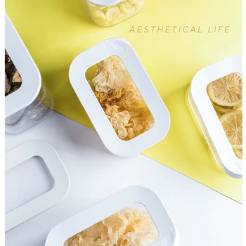 Plastikiniai sandariai jar virtuvės talpinimo baltas dangtelis maisto indelį šviežių išlaikyti skaidrų indą Dovana lipdukas virtuvės saugojimo