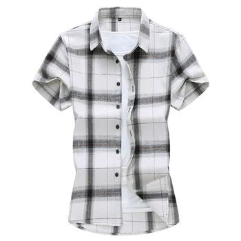 Plus Size 5XL 6XL 7XL vyriški trumpomis Rankovėmis Marškiniai 2020 M. Vasarą Naujas Mados Atsitiktinis Pledas Marškiniai Vyras Prekės Rūbai