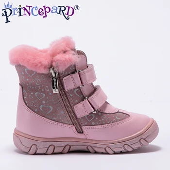 Princeprd naujas žiemos ortopedijos batai vaikams natūralaus kailio, natūralios odos ortopedinė avalynė vaikams