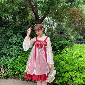 Princess arbatėlė Hanfu elementas suknelė preppy stilius studentų retro saldus lolita rinkiniai viktorijos spausdinimo kawaii girl loli cos 18202