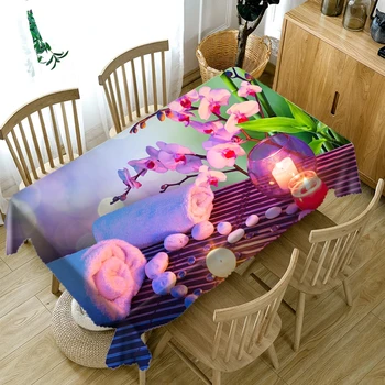 Pritaikoma Plaunamas Poliesterio Staltiesė 3D Violetinės Levandos Gėlių Modelio Dulkėms Medvilnės, Stačiakampio, Apvalaus Stalo Medžiaga 25004